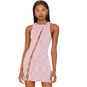 Superdown Zariah Asymmetrical Button Dress in Pink Multi NWOT Small